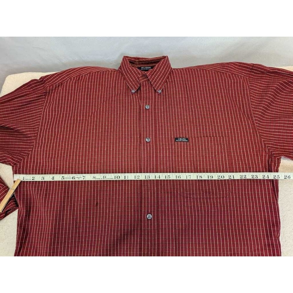 Chaps Ralph Lauren Men's Red Pinstripe Button Down Shirt Size L - Picture 8 of 9